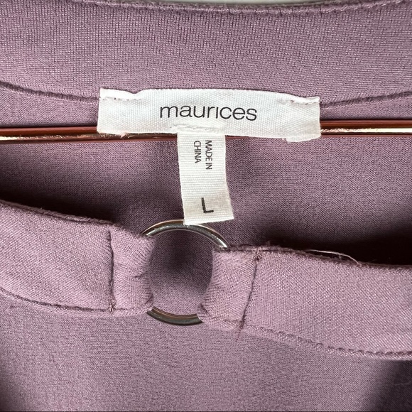 Maurices Purple Long Sleeve Faux Wrap Chocker Neck Blouse - Size Large - Picture 3 of 6